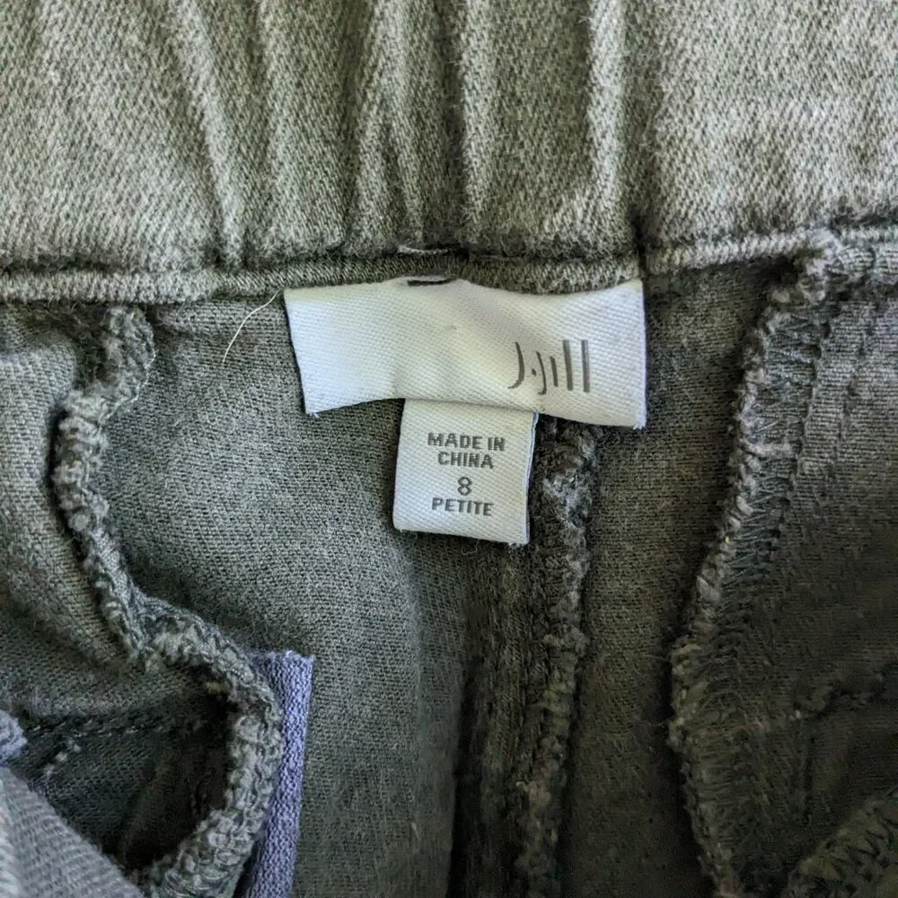 J.Jill Mid Rise Slim Cropped Stretch Jeans Women 8 Petite Khaki Green Raw Hem - Picture 8 of 11